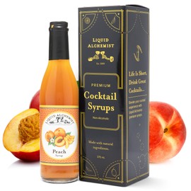 Liquid Alchemist Peach Syrup for Drinks - Real Ingredients Make our Peach Puree for Cocktails a Perfect Peach Bellini Mix - Our Peach Flavoring Syrup is Non-GMO & Vegan - Peach Cocktail Syrup (25 oz)