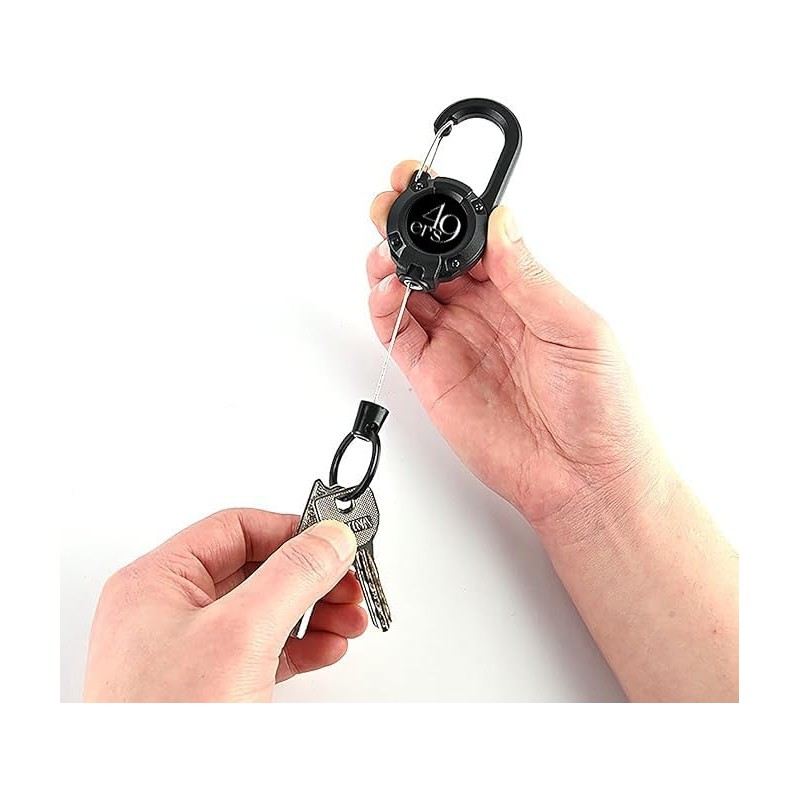 49ers Key Back Reel with Carabiner, Reel Keychain, Strong Pin-on