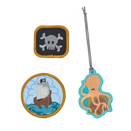 LÄSSIG Pendant and patches set (3 pieces) with press stud, school patches set, Pirates, Modern