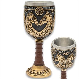BUDK Horse Lord Goblet | Tribute to Valiant Horse Lords' Sword and Helmet | Exquisite Craftsmanship | Versatile Use | For Drinking or Decor | Overall Size 7 1/2" Tall x 3" Wide