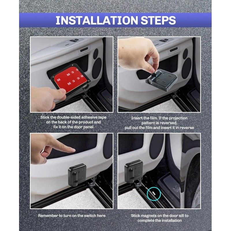 Evotech 2 Pcs American Flag Wireless LED Car Door Projection