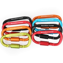 Boundless Voyage 8pcs Improved Outdoor Carabiner Aluminum Alloy D-Ring Locking Carabiner Keychain Light but Strong Hanging Hook Clip Buckle BV1017