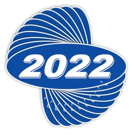 Versa-Tags Versa Tags 2022 Oval Model Year Car Dealer Window Stickers Proudly Made in The USA Versa Oval Model Windshield Year Stickers are Blue and White in Color Come Twelve (12) to A Pack