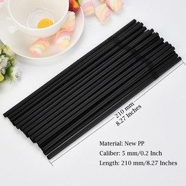 FOREVERIE Plastic Flexible Straws Bendable for Drinking, Caliber 6 MM Length 24 CM (9.45 Inches), 100 PCS, Black, Extra Long