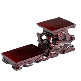 THY COLLECTIBLES Oriental Rosewood 2-Plant Stand, Small Plant Stand for Indoor Tabletop Desktop, Mini Succulent Windowsill Shelf, Herb Display Rack for Home and Office (L7.5 x W2.5 x H2.6)