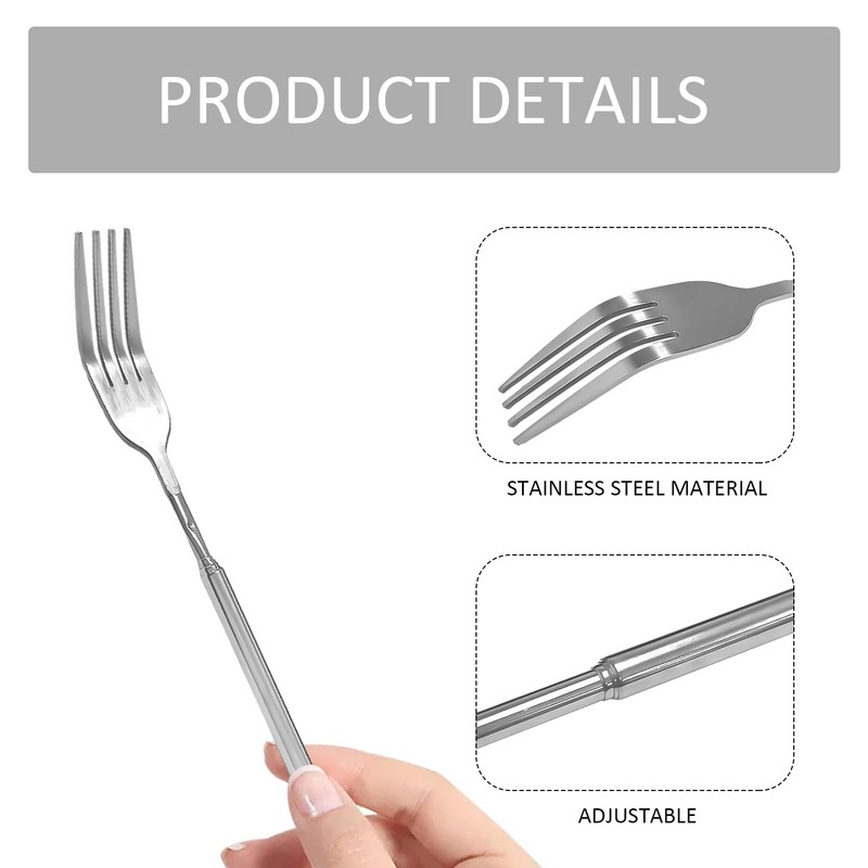 1 Telescopic Stainless Steel BBQ Fork, Multifunctional Retractable BBQ Fork,