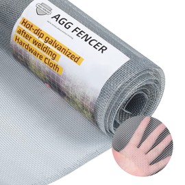 AggFencer 48in x 10ft Hardware Cloth 1/8 inch 27Ga Hot Dipped Galvanized After Welding, Chicken Coop Wire Fence, Welded Metal Fencing Roll Mesh for Bee Screen Garden Plant Poultry Animal Netting Cage