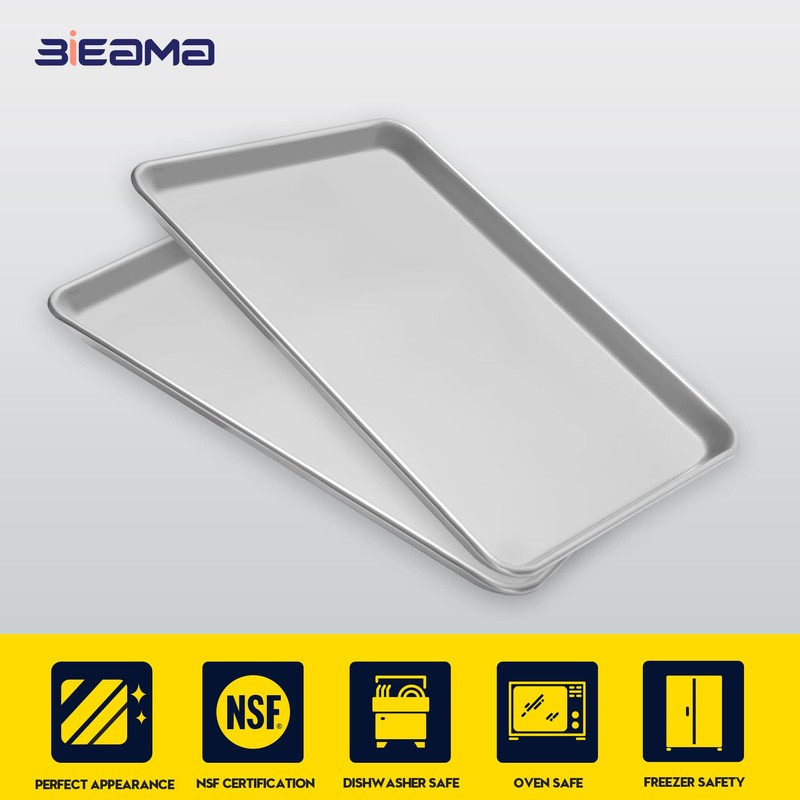 BIEAMA 6 Pack Half Size Baking Sheet Pan Aluminum Commercial