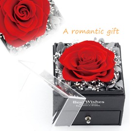 VISTTUSWILL - Collar de rosa real roja conservada con I Love You, flores eternas, regalos para mamá, abuela, esposa, novia para aniversario de cumpleaños (girasol)