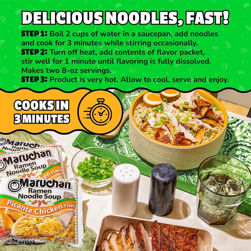 Maruchan Ramen Picante Chicken, Instant Ramen Noodles, Ready to Eat