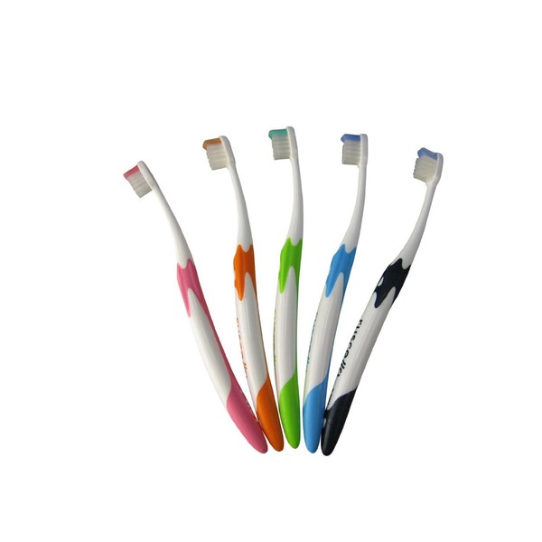 Lucello Giccello Piscera B-20 Toothbrush, Assorted 5 Colors, Set of 5, M