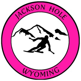 Athena Brands Jackson Hole, Wyoming Sports Skier - Car Truck Window Bumper Sticker Decal - Hot Pink
