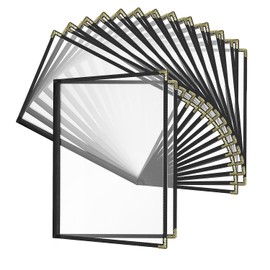 Goodsmart 12 Packs Cafe-Style Menu Covers, 2Pages/4Views Standard 8.5''x 11”Menu Holders, Durable Double-Stitched Edges, Crystal Clear Vinyl Protection, Easy-Insert Design Ideal for Restaurants(12PCS)