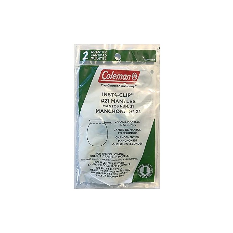 Coleman Insta-Clip Lantern Mantles, 2-Pack of #21 Wire-Twist Mantles for
