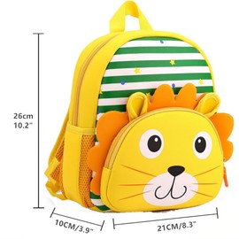 Hefullo Toddler Backpack Neoprene Zoo Kids Casual Backpack Water Resistance Kindergarten Preschool Bags for Little Boys Girls (Lion)