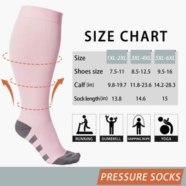 Abodhu Plus Size Compression Socks for Women& Men 15-20mmHg Wide Calf Knee High Socks