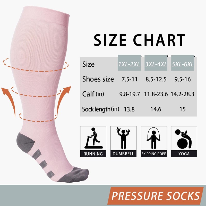 Abodhu Plus Size Compression Socks for Women& Men 15-20mmHg Wide