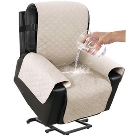 Turquoize 100% Waterproof Power Lift Recliner Cover for Elderly Non Slip Recliner Slipcovers for Power Lift Recliner Chairs Recliner Protector for Elderly,Kids,Dog (Power Lift Recliner 22", Ivory)