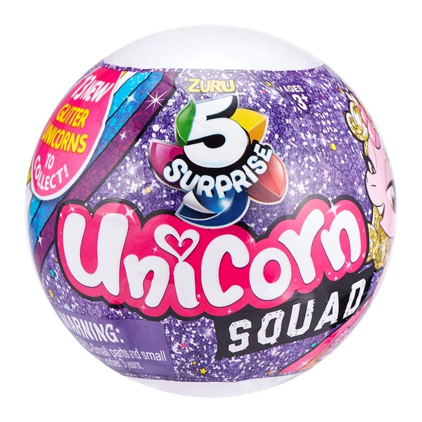 5 Surprise Unicorn Squad Series 2 Mystery Collectible Capsule by ZURU (2 Pack PVC Tube), Purple