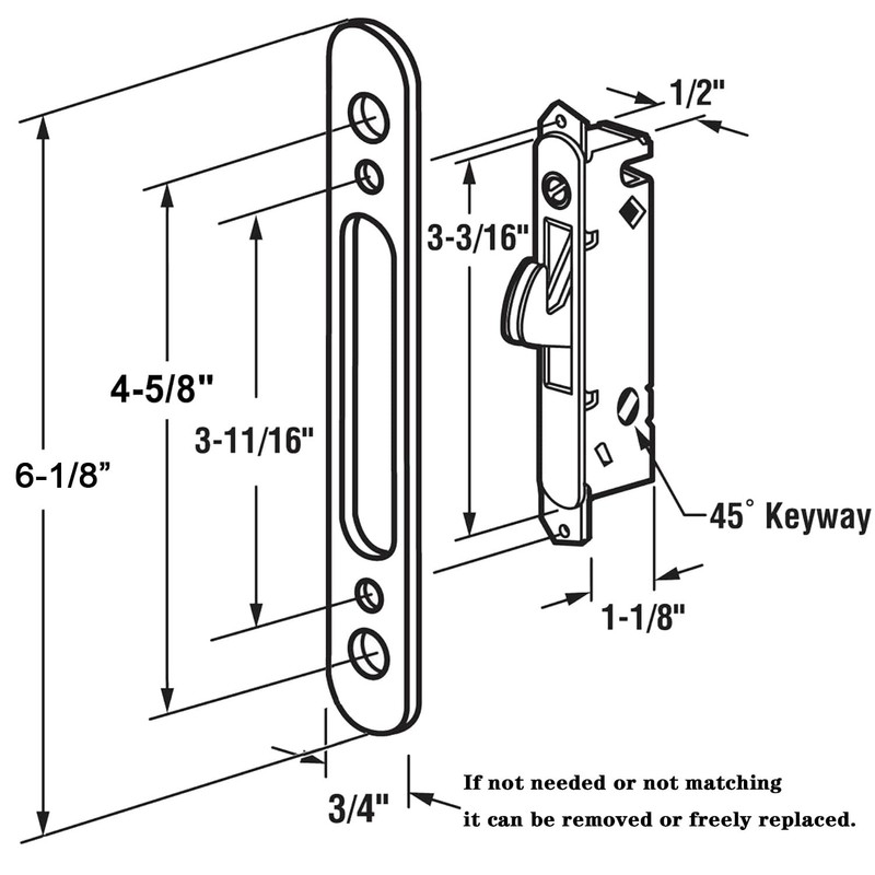 Teilmix Keyed Sliding Patio Door Handle Replacement for 3-15/16" Hole