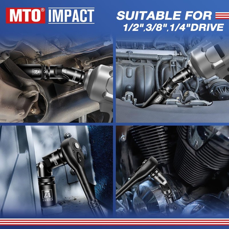 MTO Universal Joint Set 3PCS, 3/8" 1/2" 1/4" Drive Swivel