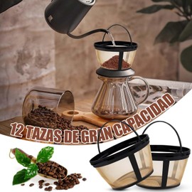 LONGLIV 3 Piezas Filtro para Cafetera，Cápsulas de Filtro de Café de Acero Inoxidable Reutilizables, Cápsulas de Filtro de Café de 12 Tazas para Cafeteras y Cafeteras，Livre de BPA