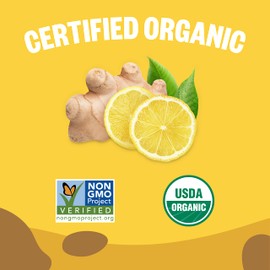 FGO FGO Organic Premium Lemon Ginger Tea K-Cup Pods for Keurig, 24 Count (Pack of 1), Naturally Caffeine-Free Herbal Tea is USDA Organic, Non-GMO, & Recyclable