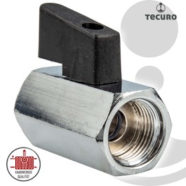 tecuro Mini Ball Valve Internal Thread Rp 1/8 Inch Chrome-Plated Brass