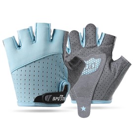 FYting Children's cycling gloves, riding gloves children, fingerless gloves, comfortable, breathable, protective palms for ice skating, scooter, outdoor sports, sports lessons (blue, M)