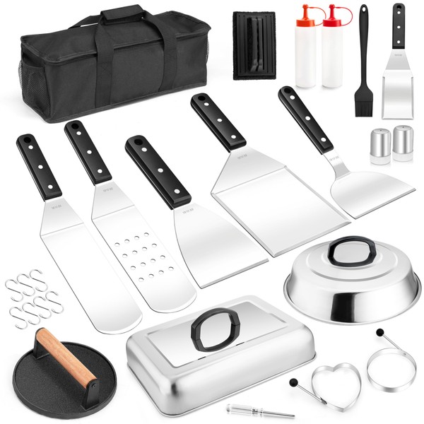 Griddle Accessories Set of 26, Leonyo 18/10 Stainless Steel Flat