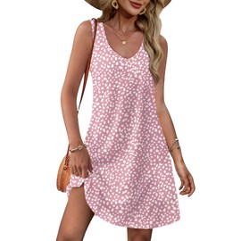 OFEEFAN Pink Dress for Women Summer Spring Leopard Print Fashion Sundresses Beach Vacation Clothes Cruise Outfits Floral 35 L