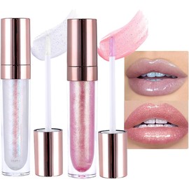 evpct- piezas de lápiz labial brillante color rosa nude claro perlado camaleón, brillo labial, resistente al agua de larga duración