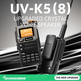 Quansheng UV-K5(8) Orange VHF UHF Portable Walkie Talkie FM NOAA UV-K6 Two-way Radio for Outdoor/Warehousing and logistics/navigation/industrial production (Black, with Transparent tube Earpiece)