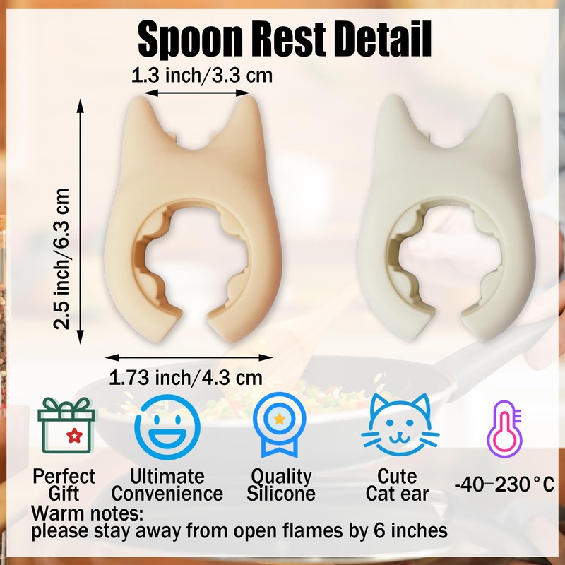 Spoon Rest for Cooking - 2pcs Wok Spatula Holder Silicone