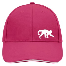 Huuraa Cappy Hat Monkey Silhouette Unisex Cap Size with Motif for Monkey Fans Gift Idea for Friends and Family, Pink/white