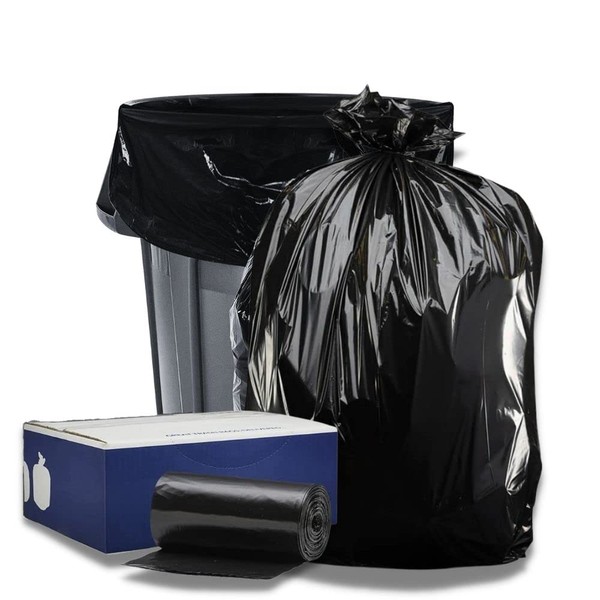 Plasticplace 56 gallon Trash Bags │ 1.5 Mil │ Black Heavy Duty Garbage Can Liners │ 38” x 58” (50 Count)
