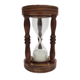 Antique Wooden Glass White Sand Timer 5 Minutes Hourglass Vintage Wooden Timers Hourglass for Home/Office Table Top Shelf Decor
