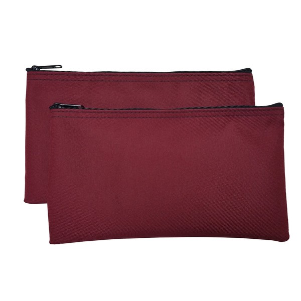 Cardinal Bag Supplies Travel Zipper Bags 11 x 6 inches Small Compact Portable Burgundy Zippered Cloth Pouches 2 Pack CW