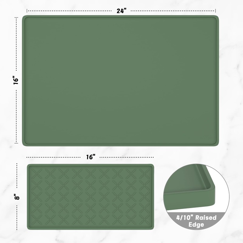 Rnivvi Silicone Coffee Mat, 16" x 24" Waterproof Raised Edge