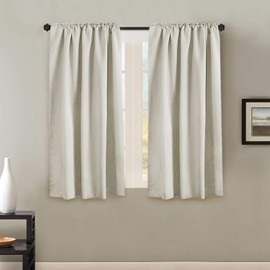 H.VERSAILTEX Blackout Curtains Thermal Insulated Window Treatment Panels Room Darkening Blackout Drapes for Living Room Back Tab/Rod Pocket Bedroom Draperies, 52 x 63 Inch, Ivory/Cream, 2 Panels