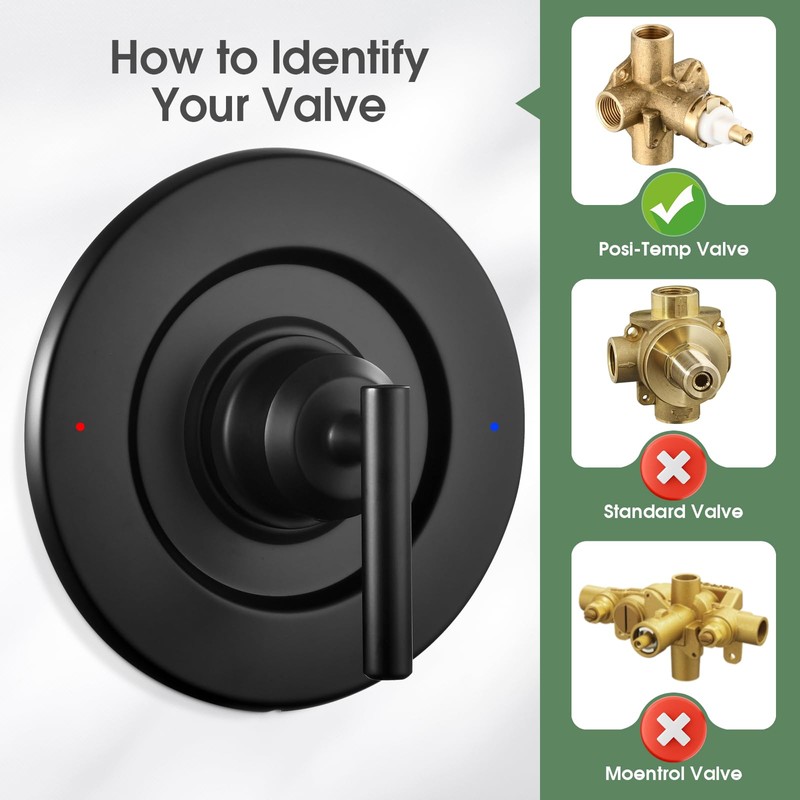 Shower Valve Handle for Moen T2901BL Gibson Shower Trim Kit,Matte