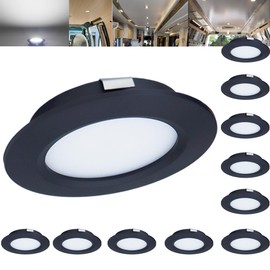 Hoysum 12 Pack 12volt Recessed Lights for RV Interior 2.6 inch Black Finish Low Profile LED Under Cabinet Downlights 3w Camper Van Trailers Boat