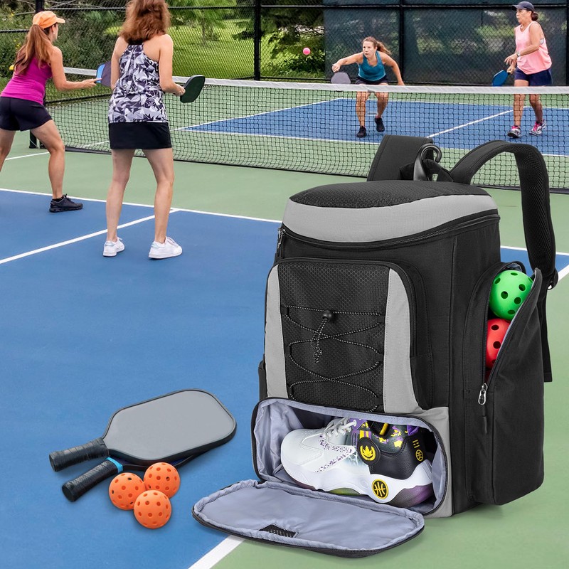 GOBUROS Pickleball Paddle Bag Backpack for 4 Rackets with Fence