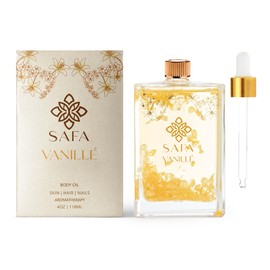 SAFA SAFA Vanillé Oil - Organic Oil for Face, Body, Hair, Nails & Aromatherapy | Vanilla Extract & Jasmine Petals - Essential Oil for Diffusers | After Shower Body Oil | Skin Moisturiser (4 Fl Oz)