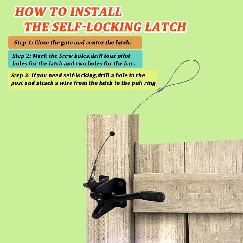 2 Sets Fence Gate Kit Gate Hardware with Gate Latch,