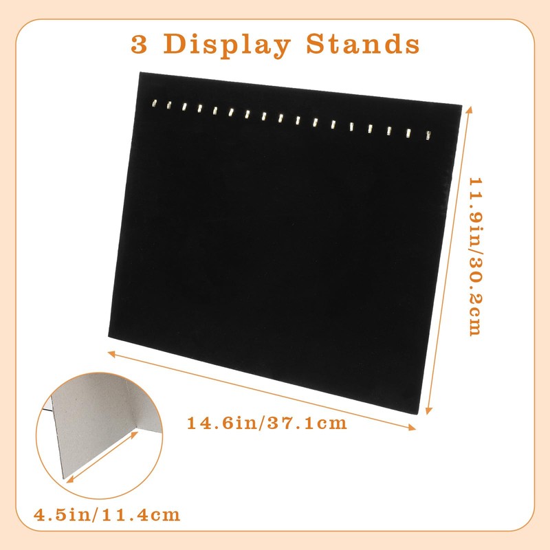 3 Pack Black Velvet Jewelry Display Stands – 17 Hook
