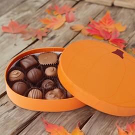 Vermont Nut Free Chocolates Pumpkin Box Chocolate Assortment (7 oz.) 14-Piece, Nut-free, Egg-free, Kosher