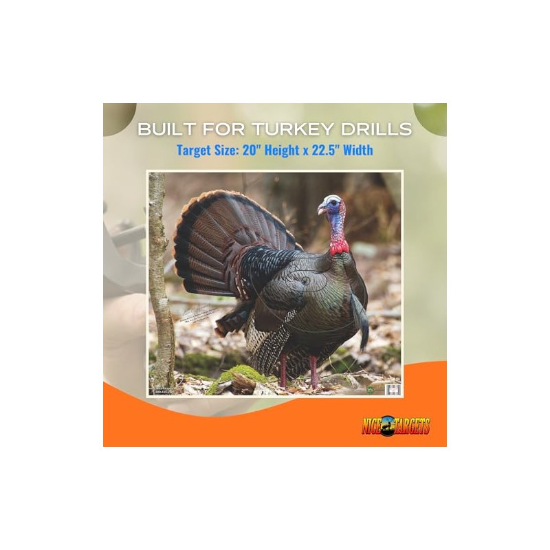NiceTargets Turkey Archery Target, 20" x 22.5" Photorealistic Life Size
