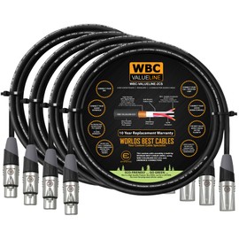 WBC-VALUELINE-2CS (22 AWG) - 4 Units - 4 Foot–Low-Capacitance Shielded Balanced Flexible Microphone, Active-Speaker & Interconnect Cables with Eminence Gold XLR Connectors