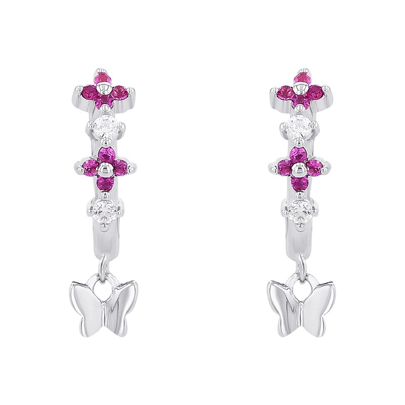 Prinzessin Lillifee 2027893 Silver Children’s Creole Earrings, Butterfly Pendant